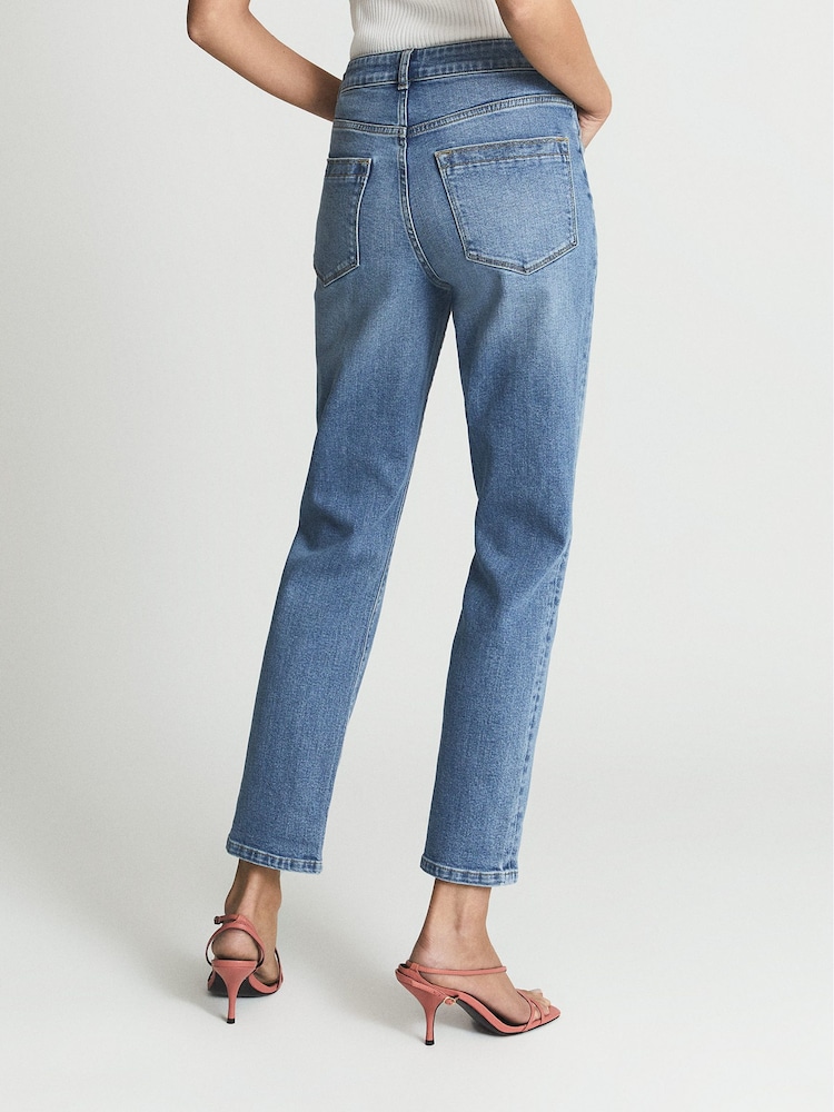 Reiss Pale Blue Bailey Regular High Rise Straight Leg Jeans - Image 5 of 5