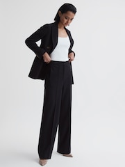 Reiss Navy Iria Wool Blend Wide Leg Suit Trousers - Image 1 of 6