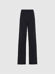 Reiss Navy Iria Wool Blend Wide Leg Suit Trousers - Image 2 of 6
