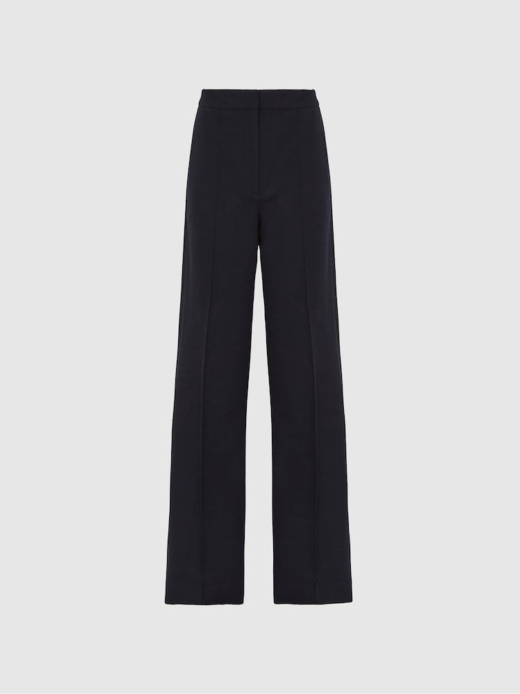 Reiss Navy Iria Wool Blend Wide Leg Suit Trousers - Image 2 of 6