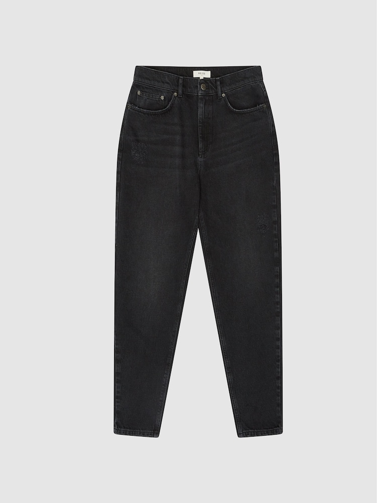 Reiss Black Daniel Washed Cropped Jeans - Image 2 of 6