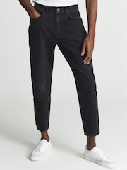 Reiss Black Daniel Washed Cropped Jeans - Image 3 of 6