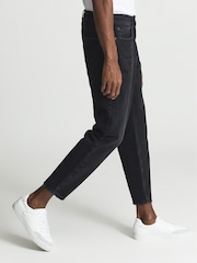 Reiss Black Daniel Washed Cropped Jeans - Image 4 of 6