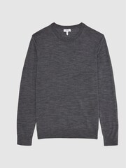 Reiss Mid Grey Melange Wessex Merino Wool Crew Neck Jumper - Image 2 of 6