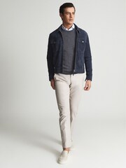 Reiss Mid Grey Melange Wessex Merino Wool Crew Neck Jumper - Image 6 of 6