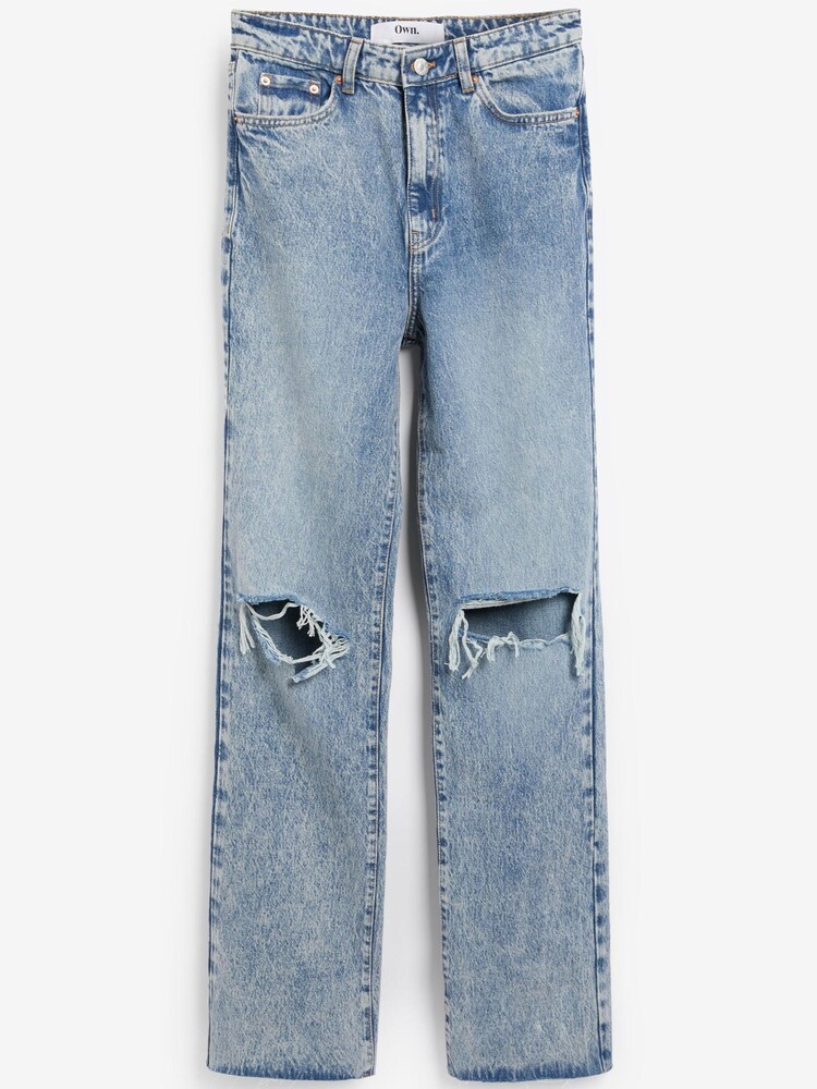 Own. Mid Blue Ripped 90's Straight Leg Jeans - Image 5 of 5