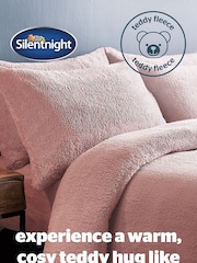 Silentnight Blush Pink Borg Fleece Cosy Teddy Duvet Cover and Pillowcase Set - Image 2 of 7