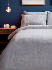 Silentnight Silver Borg Fleece Cosy Teddy Duvet Cover and Pillowcase Set - Image 1 of 6