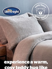 Silentnight Silver Borg Fleece Cosy Teddy Duvet Cover and Pillowcase Set - Image 2 of 6