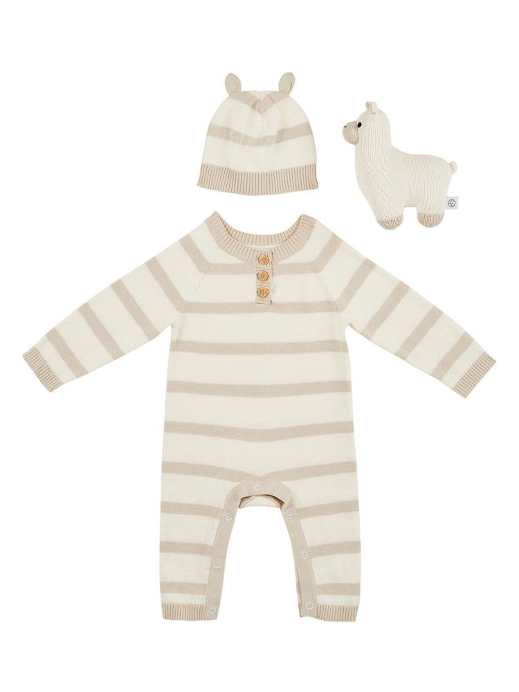 Ickle Bubba Cream Knitted Romper 100% Cotton Gift Set - Image 2 of 2