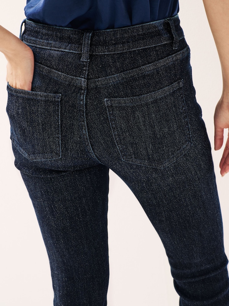 Inky Blue Glitter Skinny Jeans - Image 4 of 7