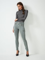 Sage Green Cargo Skinny Jeans - Image 1 of 6