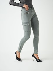 Sage Green Cargo Skinny Jeans - Image 2 of 6