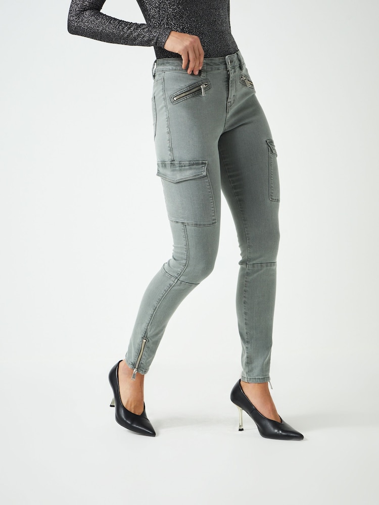 Sage Green Cargo Skinny Jeans - Image 2 of 6
