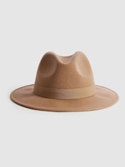 Reiss Camel Ashbourne Wool Fedora Hat - Image 3 of 4