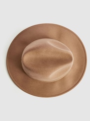 Reiss Camel Ashbourne Wool Fedora Hat - Image 4 of 4