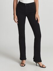 Reiss Black Lou Lou Paige High Rise Twisted Seam Flared Jeans - Image 2 of 4