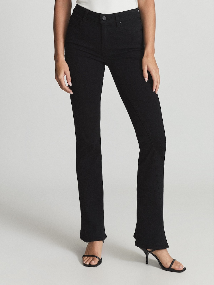 Reiss Black Lou Lou Paige High Rise Twisted Seam Flared Jeans - Image 2 of 4