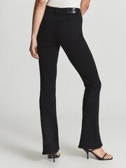 Reiss Black Lou Lou Paige High Rise Twisted Seam Flared Jeans - Image 4 of 4