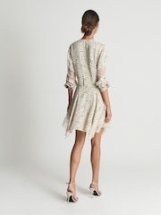 Reiss Blue/Ivory Elyse Romantic Floral Lace Trim Dress - Image 5 of 6