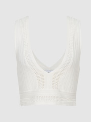 Reiss White Kit Lace Crop Top - Image 2 of 7