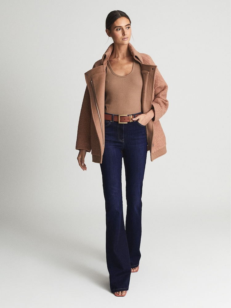Reiss Mocha Violet Scoop Neck Ribbed Jersey Vest Top - Image 1 of 6