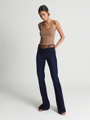 Reiss Mocha Violet Scoop Neck Ribbed Jersey Vest Top - Image 4 of 6