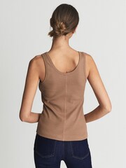 Reiss Mocha Violet Scoop Neck Ribbed Jersey Vest Top - Image 5 of 6