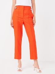 Red Linen Blend Smart Slim Leg Trousers - Image 1 of 4