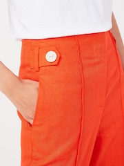 Red Linen Blend Smart Slim Leg Trousers - Image 3 of 4