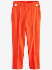 Red Linen Blend Smart Slim Leg Trousers - Image 4 of 4