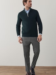 Charcoal Grey Slim Trimmed Donegal Smart Trousers - Image 2 of 8