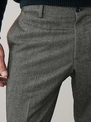 Charcoal Grey Slim Trimmed Donegal Smart Trousers - Image 4 of 8