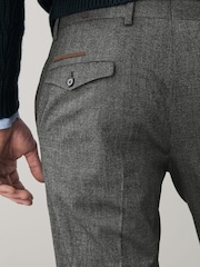 Charcoal Grey Slim Trimmed Donegal Smart Trousers - Image 5 of 8