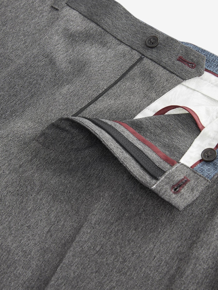 Charcoal Grey Slim Trimmed Donegal Smart Trousers - Image 8 of 8