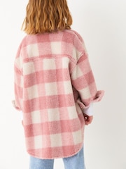 Rosa, kariert - Hemdjacke aus Teddy-Fleece (3–16 Jahre) - Bild 3 von 6