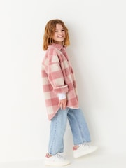 Rosa, kariert - Hemdjacke aus Teddy-Fleece (3–16 Jahre) - Bild 4 von 6