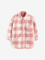 Rosa, kariert - Hemdjacke aus Teddy-Fleece (3–16 Jahre) - Bild 5 von 6