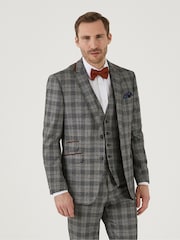 Skopes Grey Tailored Fit Tatton Check Suit: Jacket - Image 1 of 6