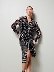 Black Chiffon Midi Dress - Image 1 of 6