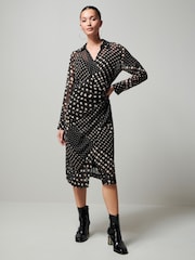 Black Chiffon Midi Dress - Image 2 of 6