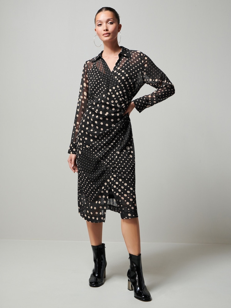 Black Chiffon Midi Dress - Image 2 of 6
