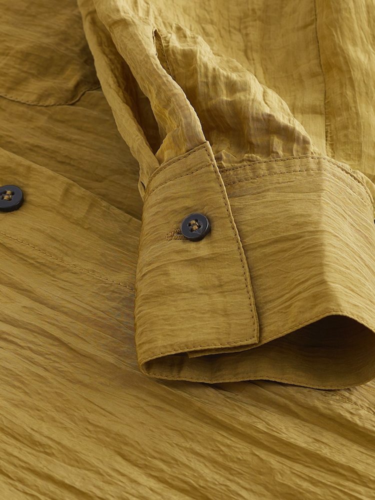 Olivgrün - Langärmeliges, strukturiertes Utility-Hemdkleid zum Binden vorne - Bild 6 von 6 Olivgrün - Langärmeliges, strukturiertes Utility-Hemdkleid zum Binden vorne - Bild 6 von 6