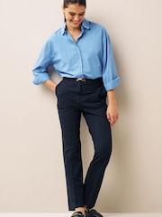 Marineblau/blau - Hose mit schmal zulaufendem Bein und Gürtel - Bild 2 von 6