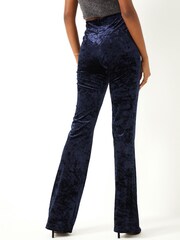 Navy Blue Velvet Flare Trousers - Image 3 of 6