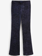 Navy Blue Velvet Flare Trousers - Image 5 of 6