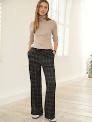 Black Jersey Wide Leg Trousers - Image 1 of 7
