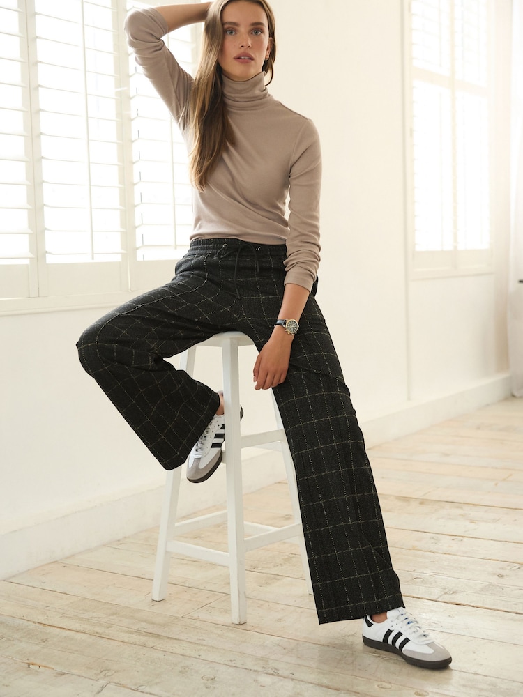 Black Jersey Wide Leg Trousers - Image 2 of 7