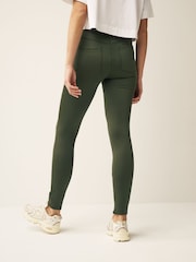 Khaki Green Jersey Thermal Leggings - Image 5 of 11