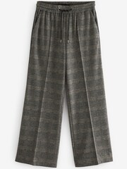 Neutral Checkered Jersey Wide Leg Trousers - Image 2 of 5